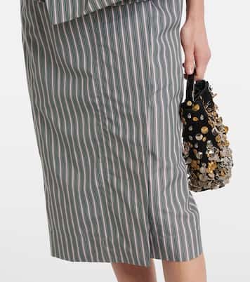 Falda midi de popelín de algodón a rayas | Dries Van Noten