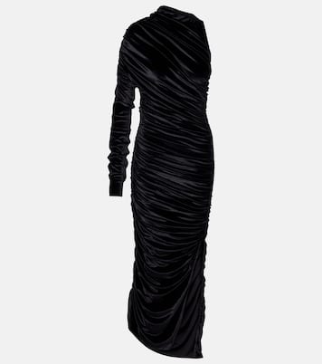 Abito lungo asimmetrico in velluto | Mugler
