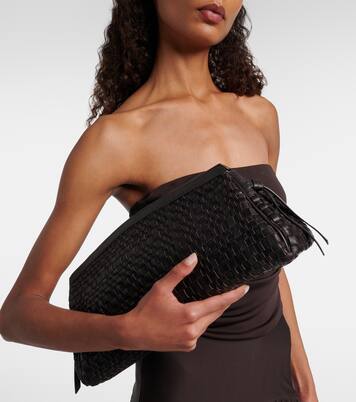 Maude woven leather clutch | Staud