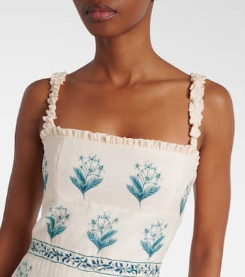 Nispero Ceiba floral linen midi dress | Agua by Agua Bendita