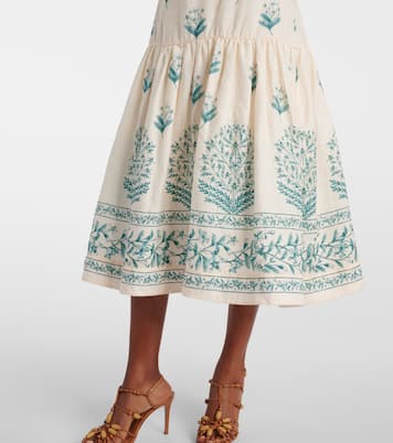 Nispero Ceiba floral linen midi dress | Agua by Agua Bendita