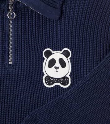 Panda cotton half-zip sweater | Mini Rodini