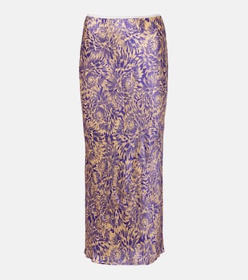 Floral silk satin midi skirt | Dries Van Noten