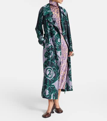 Floral silk satin midi skirt | Dries Van Noten