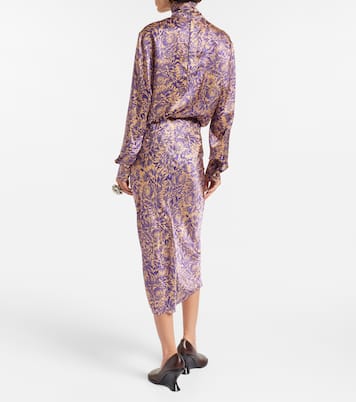 Floral silk satin midi skirt | Dries Van Noten