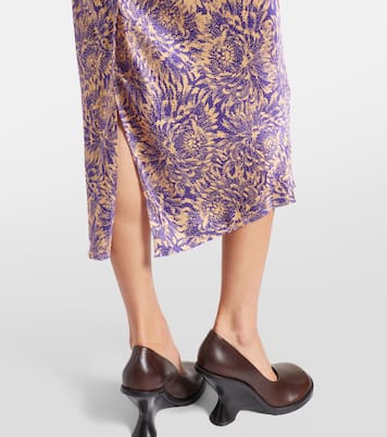 Floral silk satin midi skirt | Dries Van Noten