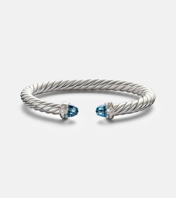 Pulsera Cable Flex®  de plata de ley (925) con diamantes y topacios | David Yurman