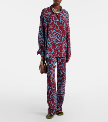 Floral jersey straight pants | Dries Van Noten