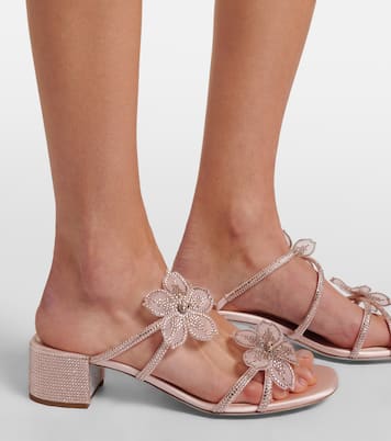 Verzierte Sandalen Floriane aus Satin | Rene Caovilla