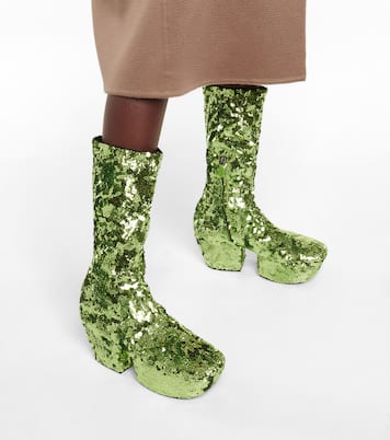 Sequined platform ankle boots | Prada