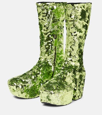 Sequined platform ankle boots | Prada