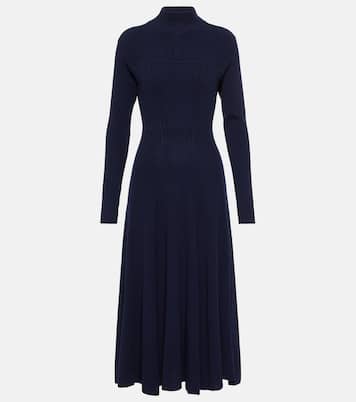 Abito midi in misto lana a coste | Alaïa