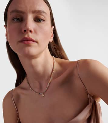 Collier Clam Shell Small en or 14 ct, diamants et morganite | Sydney Evan
