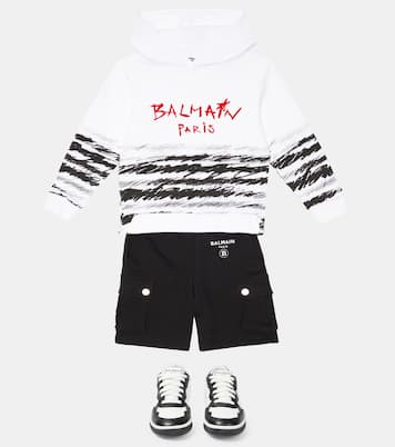 Printed cotton jersey hoodie | Balmain Kids