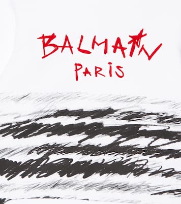 Printed cotton jersey hoodie | Balmain Kids