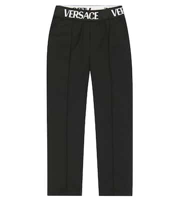 Pantalon à taille haute en coton à logo | Versace Kids