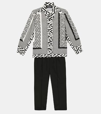 Pantalon à taille haute en coton à logo | Versace Kids
