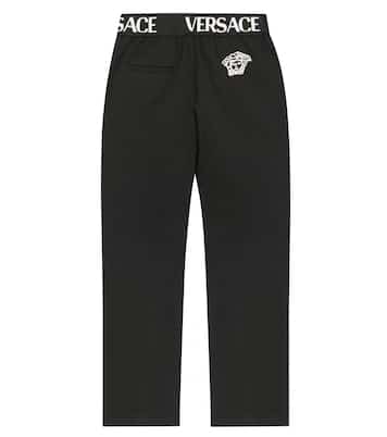 Pantalon à taille haute en coton à logo | Versace Kids