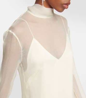Abito midi Gina Venti in seta e piume | Taller Marmo