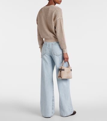 Sequined open-knit cotton-blend cardigan | Brunello Cucinelli