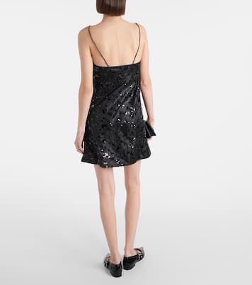 Vestido corto con lentejuelas y encaje | Ganni