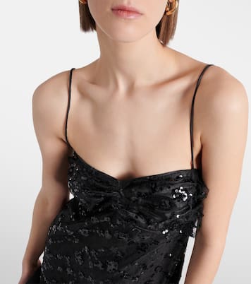 Vestido corto con lentejuelas y encaje | Ganni