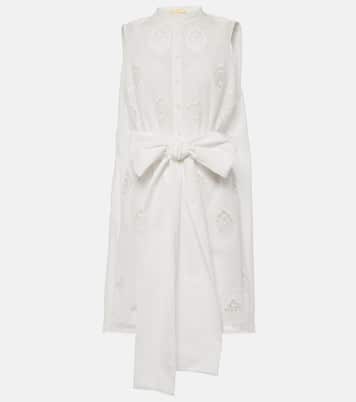 Vestido corto de mezcla de algodón bordado | Erdem