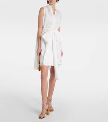 Vestido corto de mezcla de algodón bordado | Erdem