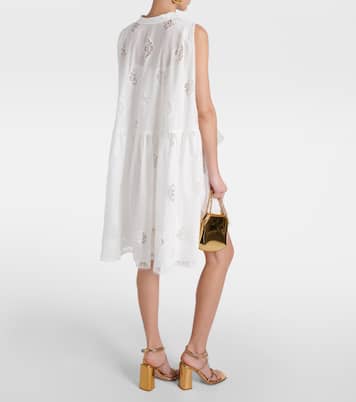 Vestido corto de mezcla de algodón bordado | Erdem