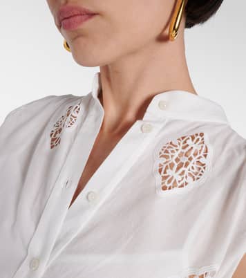 Vestido corto de mezcla de algodón bordado | Erdem
