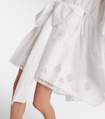 Vestido corto de mezcla de algodón bordado | Erdem