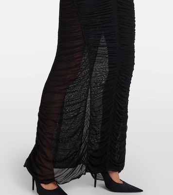 Ruched open-back mesh gown | Mugler