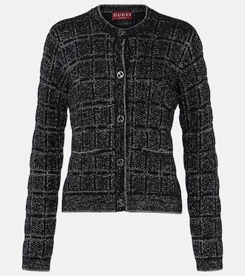 Checked wool-blend lamé cardigan | Gucci