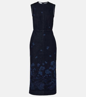 Abito midi di jeans con stampa floreale | Erdem