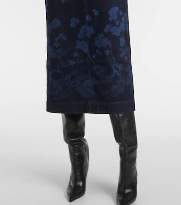 Abito midi di jeans con stampa floreale | Erdem