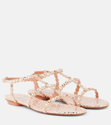 Sandalen Tequila aus Leder mit Kristallen | Aquazzura