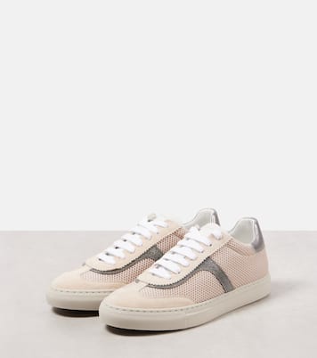 Sneakers in pelle e mesh con monili | Brunello Cucinelli