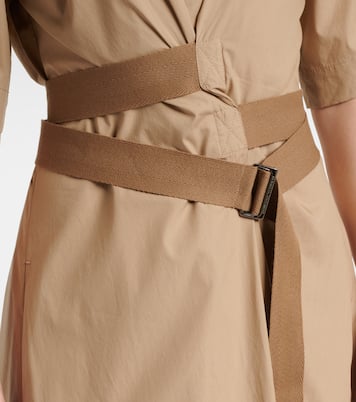 Vestido camisero de algodón con cinturón | Brunello Cucinelli