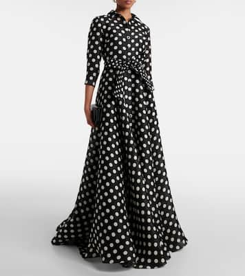 Abito lungo in seta a pois | Carolina Herrera