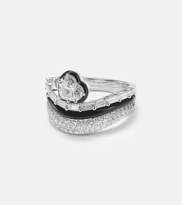 Bague Art Deco Heart en or blanc 18 ct et diamants | Kamyen