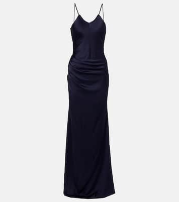 Vestido largo de satén con encaje | Victoria Beckham