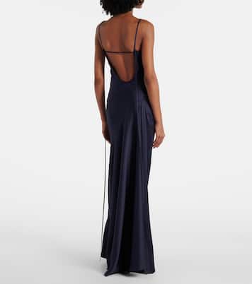 Vestido largo de satén con encaje | Victoria Beckham
