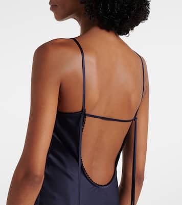 Vestido largo de satén con encaje | Victoria Beckham