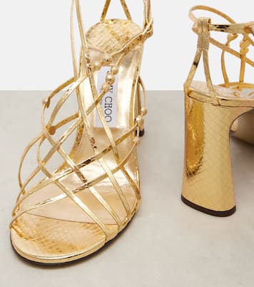 Felice 95 beaded metallic leather sandals | Jimmy Choo