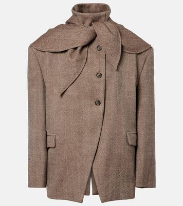 Herringbone hooded wool-blend blazer | Magda Butrym