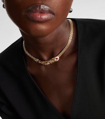 Choker Python aus 9kt Gelbgold mit Emaille und Diamanten | Yvonne Léon