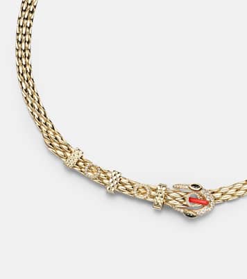 Choker Python aus 9kt Gelbgold mit Emaille und Diamanten | Yvonne Léon