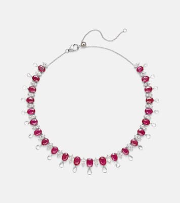 Halskette aus 18kt Weißgold mit Diamanten und Rubinen | Kamyen