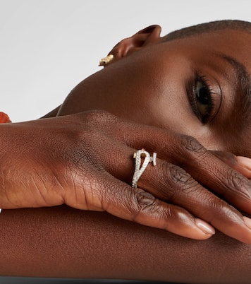 Ring Python aus 9kt Gelbgold (375/1000) mit Emaille und Diamanten | Yvonne Léon