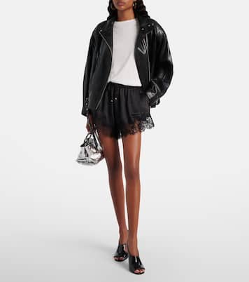 Lace-trimmed satin shorts | Self-Portrait